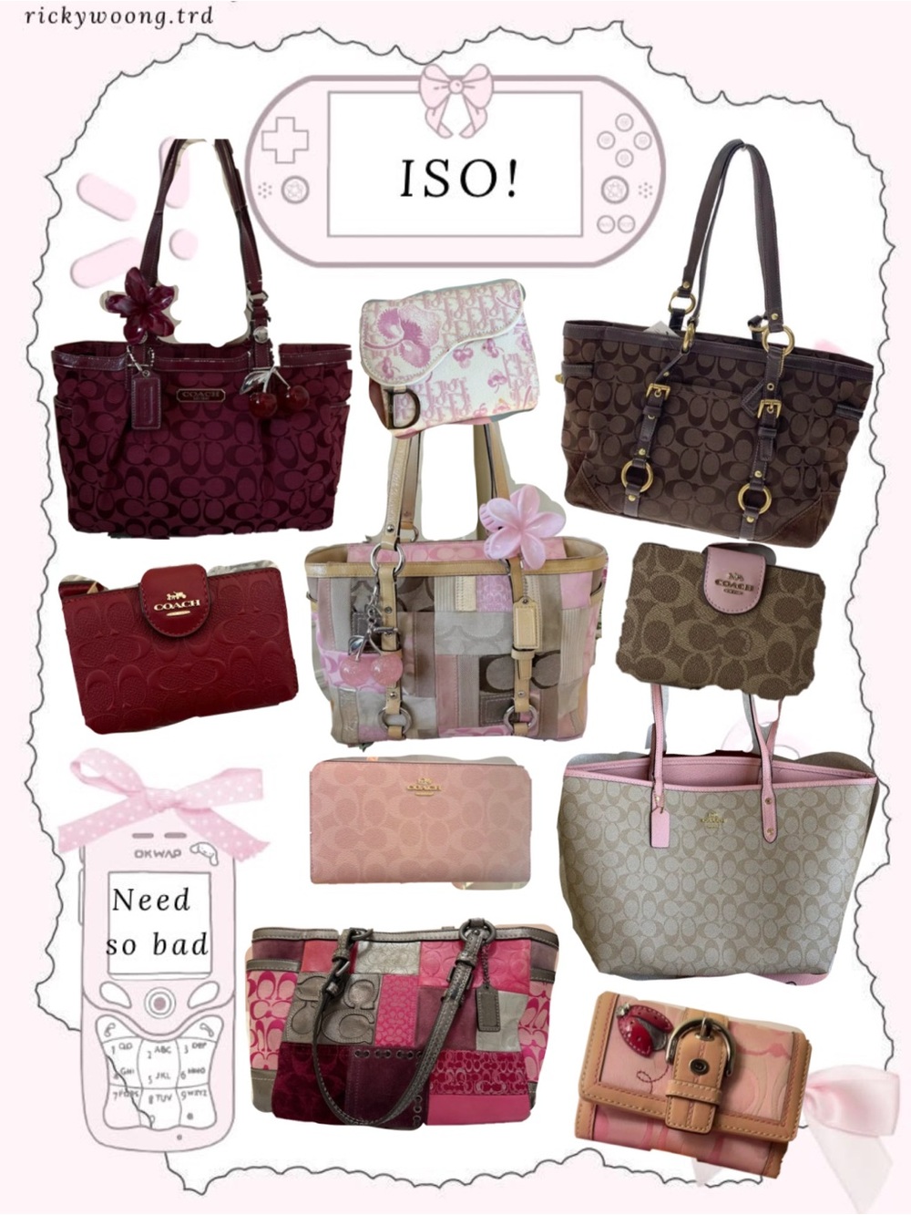 Coach Pink & Brown Patchwork and Signature Tote Collection